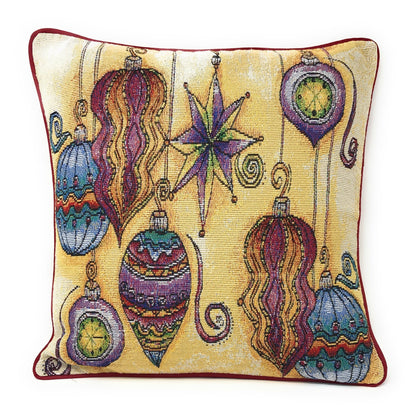 DaDa Bedding Set of 4 Pieces - Autumn Harvest Halloween & Christmas Ornaments Holiday Tapestry Throw Pillow Covers Bundle Pack - 16" x 16"