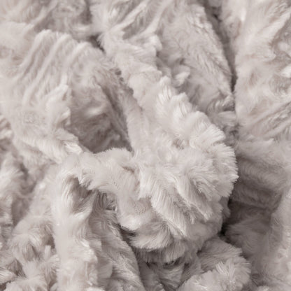DaDalogy Bedding Lavender Grey Faux Fur Throw Blanket - Dreamy Geometric Embossed Sherpa Backside - Super Soft Warm Cozy Plush Fluffy