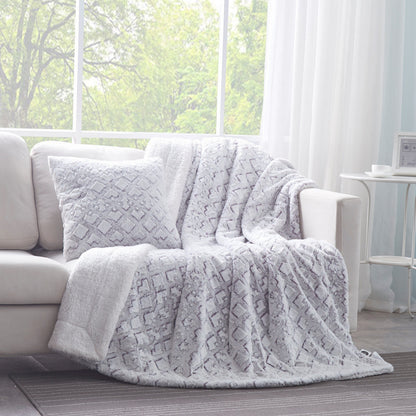 DaDa Bedding Dreamy Milky Way White & Purple Embossed Faux Fur Euro Throw Pillow Cover (M3395)